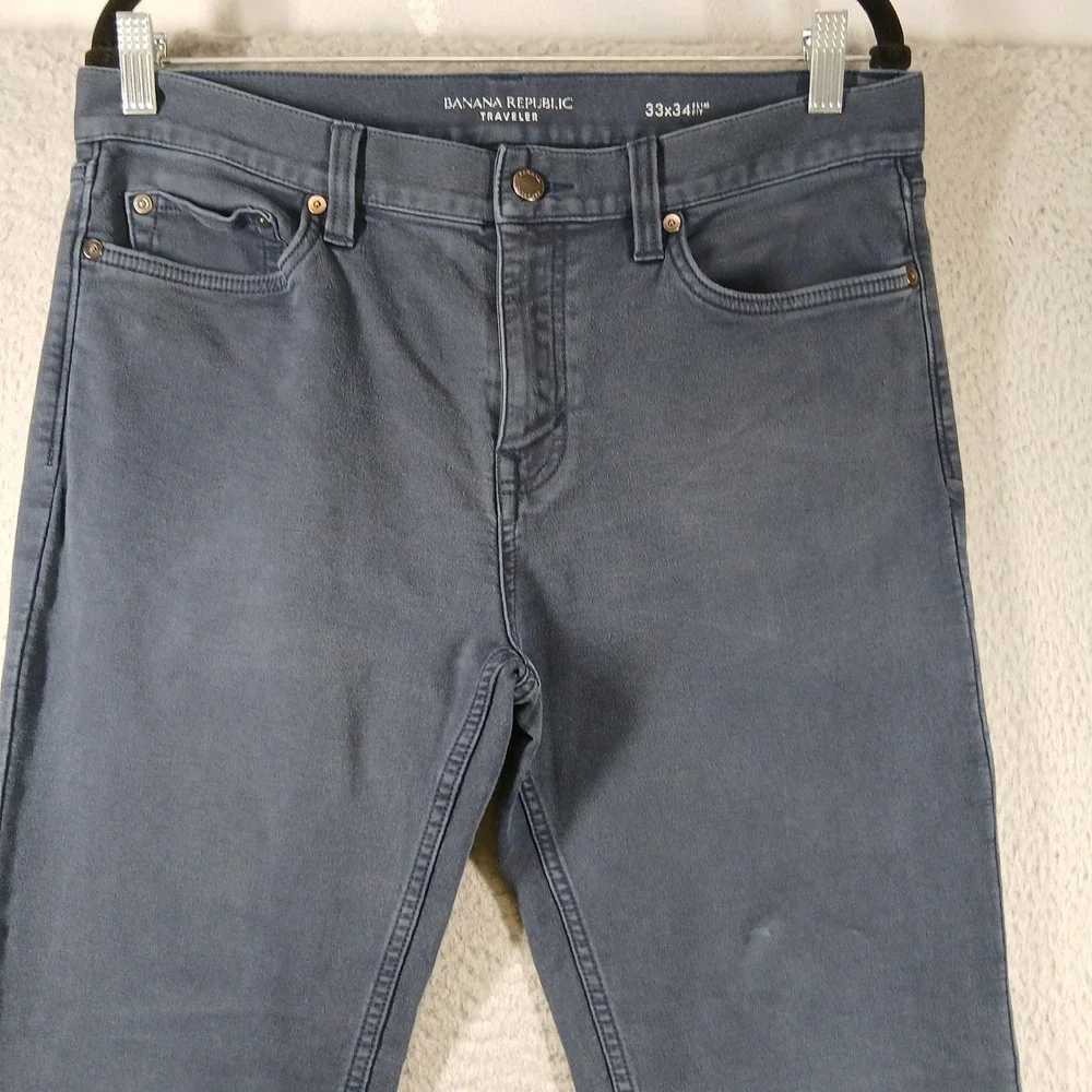 Banana Republic‎ Traveler Pants Men 33 Slim Fit Blue Jeans Wash 33x34